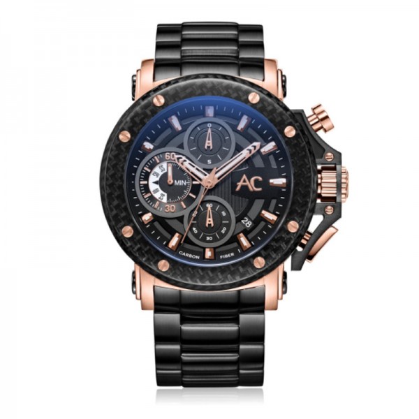 Alexandre Christie AC 9205 Collection Carbon Steel Rosegold Black MCBBRBAGL